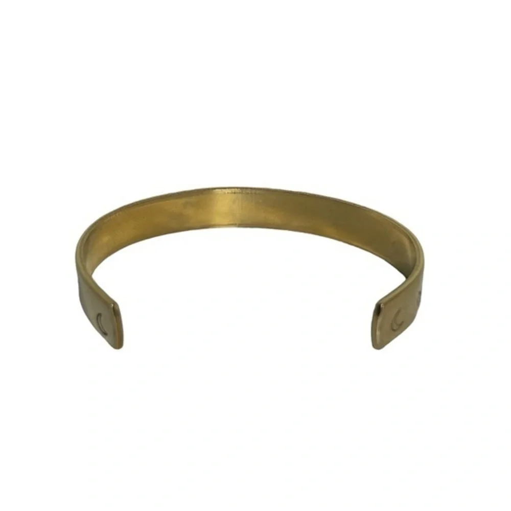 Handmade stamped‎ celestial sun & star adjustable stackable gold brass bracelet